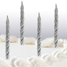 Silver Stripe Candles x12